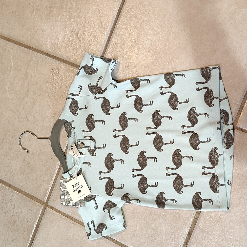NWT Kate Quinn Ostriches Short Sleeve Shirt